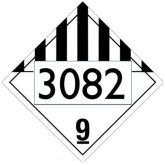 DOT Class 9 Placard “Miscellaneous” Four Digit 3082 - 10.75" x 10.75", 50 Count